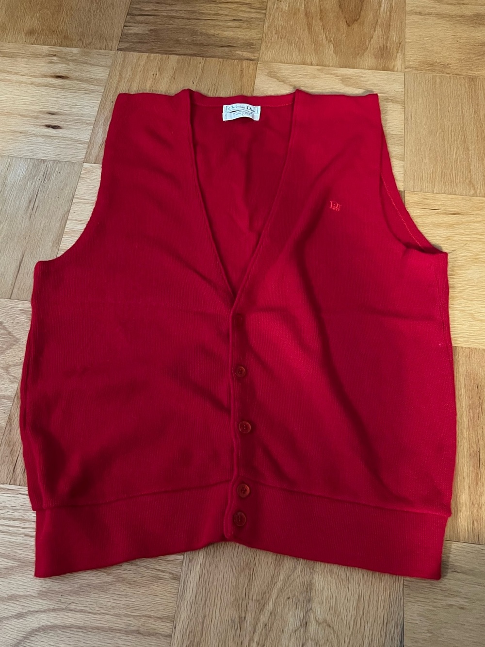 Vintage Christian Dior Red Orlon Acrylic Sweater Vest